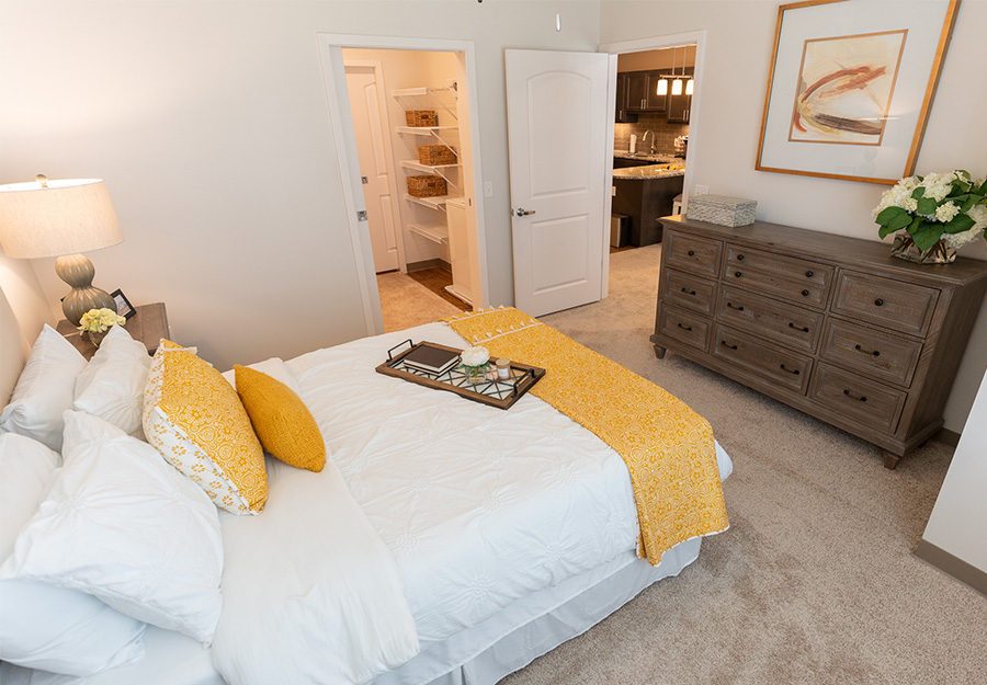Yellow accented cozy bedroom