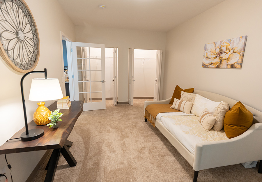 Cozy living room space with couch