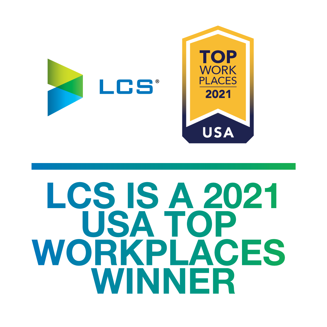 LCS 2021 Top Workplaces USA award logo with company name
