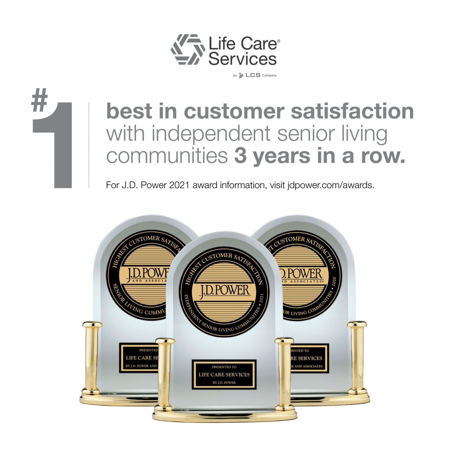 Life Care Services ranked #1 in customer satisfaction for independent senior living communities.
