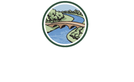 Clarendale St. Peters logo featuring a bridge over a river with trees in a circular frame