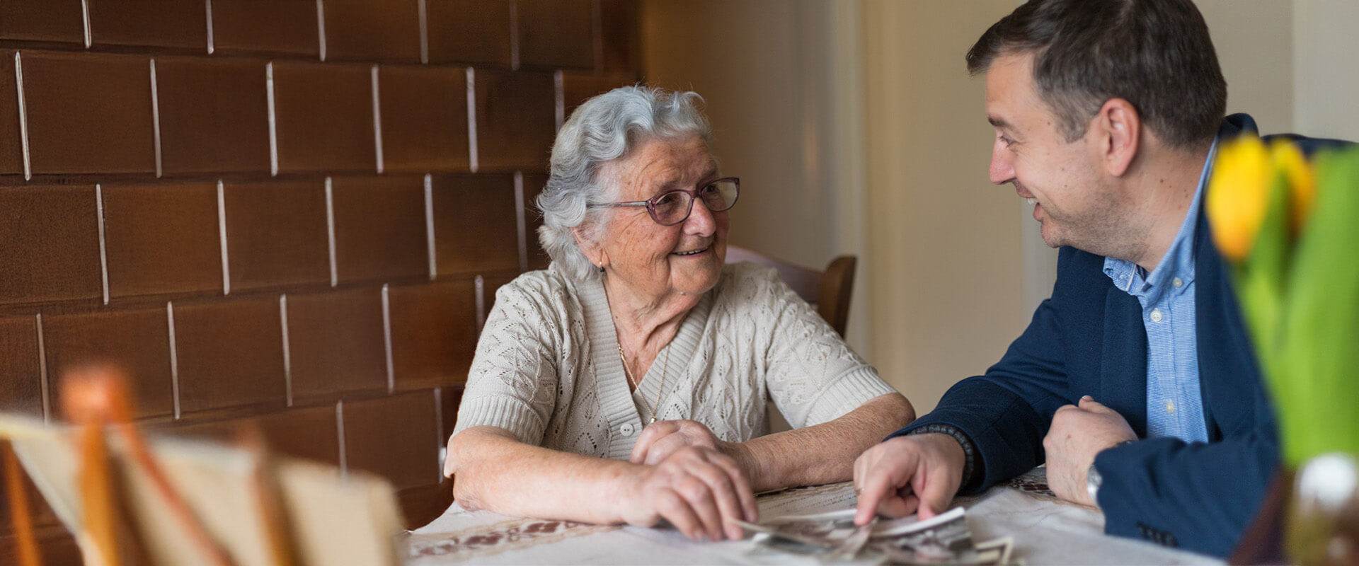 senior woman discussing senior living options